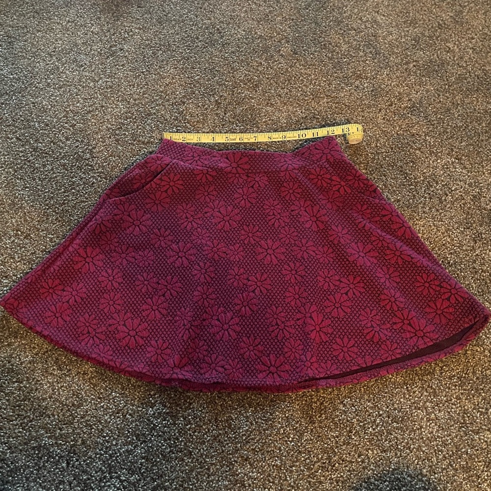 Red Daisy Print Mini A-Line Skater Skirt